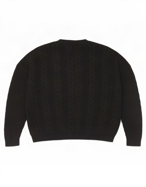Superdry Suéter feminino superdimensionado com gola redonda Reino Unido 14 grande algodão preto