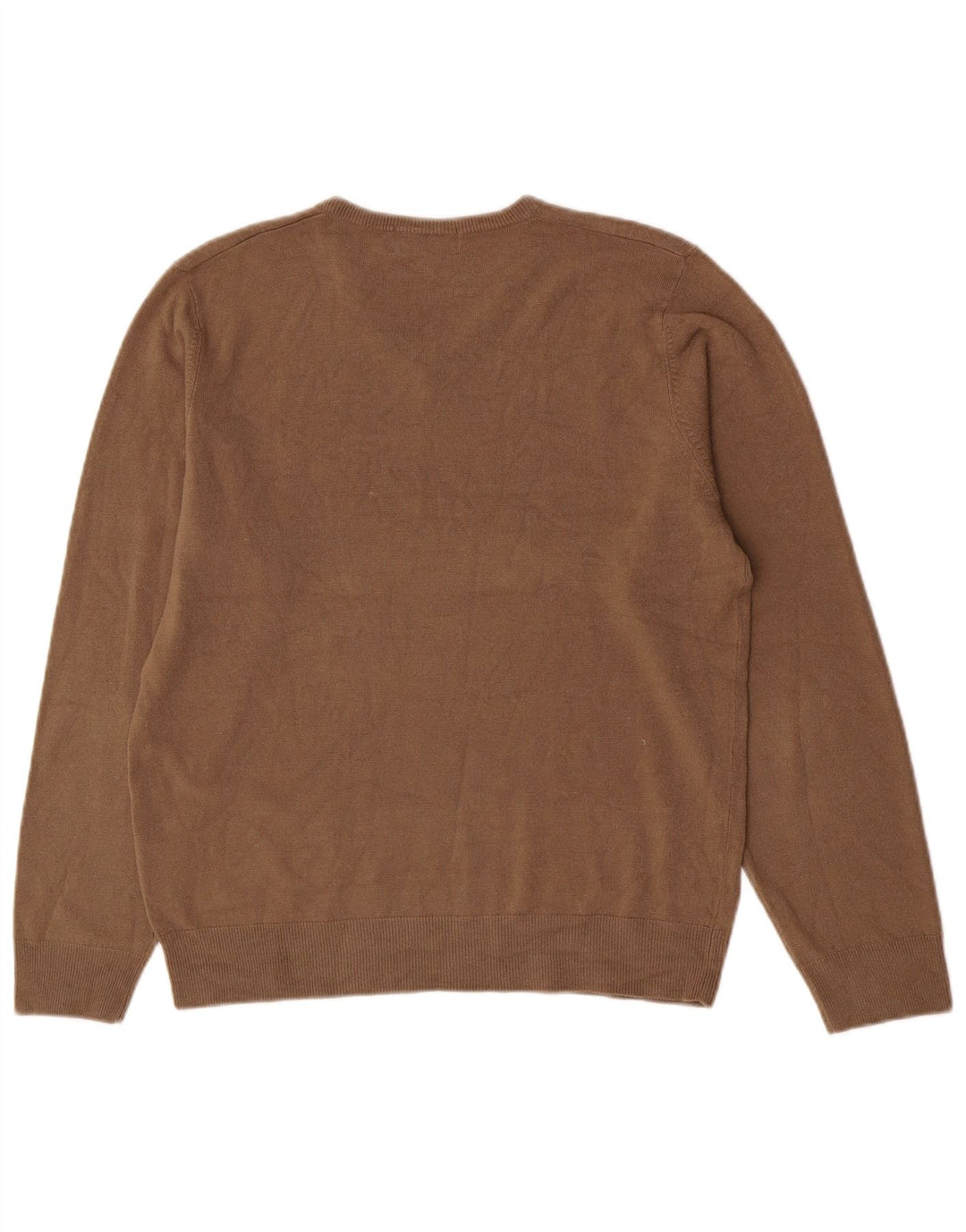 Suéter masculino Marks & Spencer com decote em V, acrílico bege médio