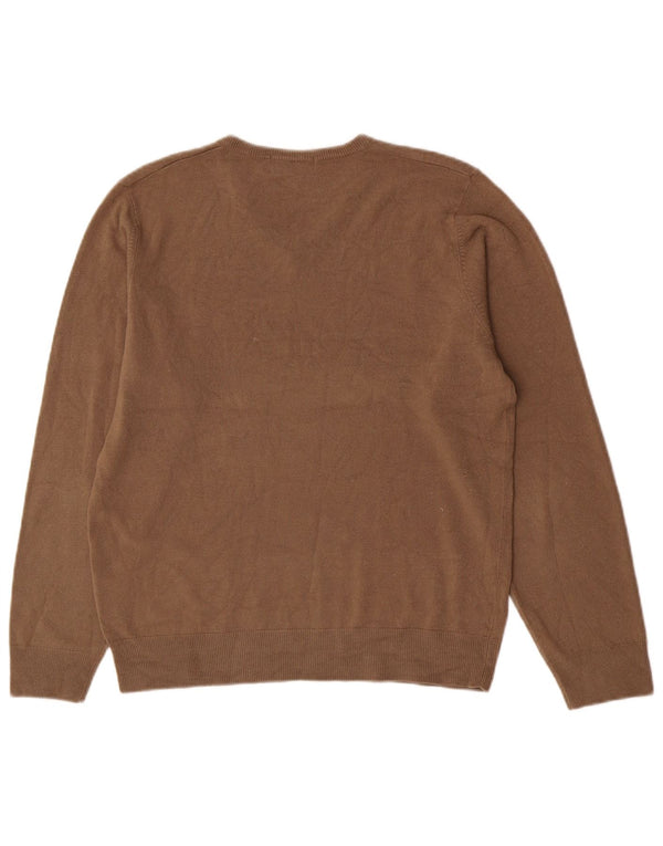 Suéter masculino Marks & Spencer com decote em V, acrílico bege médio