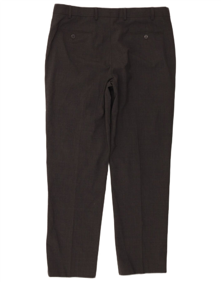 Calça masculina de ajuste regular Marks & Spencer W36 L31 lã cinza