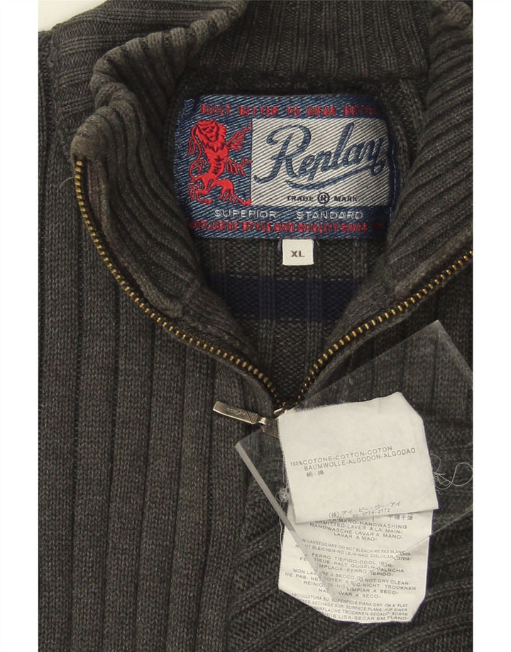 REPLAY Womens Cardigan Sweater UK 18 XL Grey Cotton Vintage Replay and Second-Hand Replay from Messina Hembry 