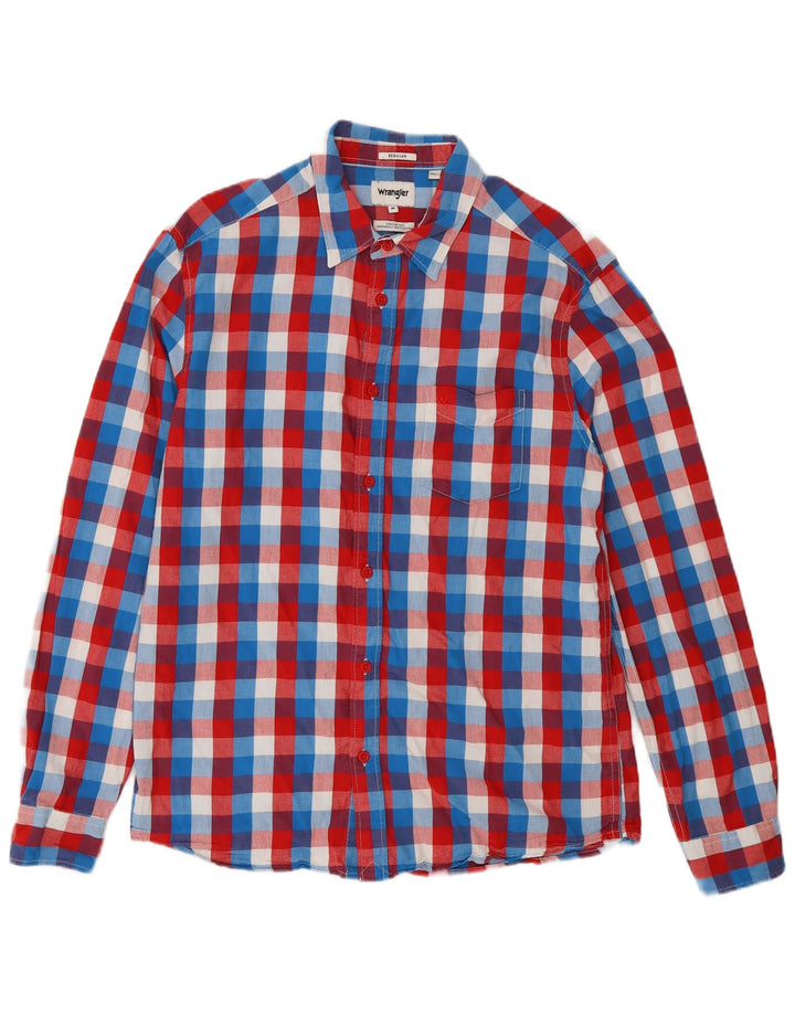 Camisa masculina Wrangler Regular Fit média de algodão xadrez multicolorido