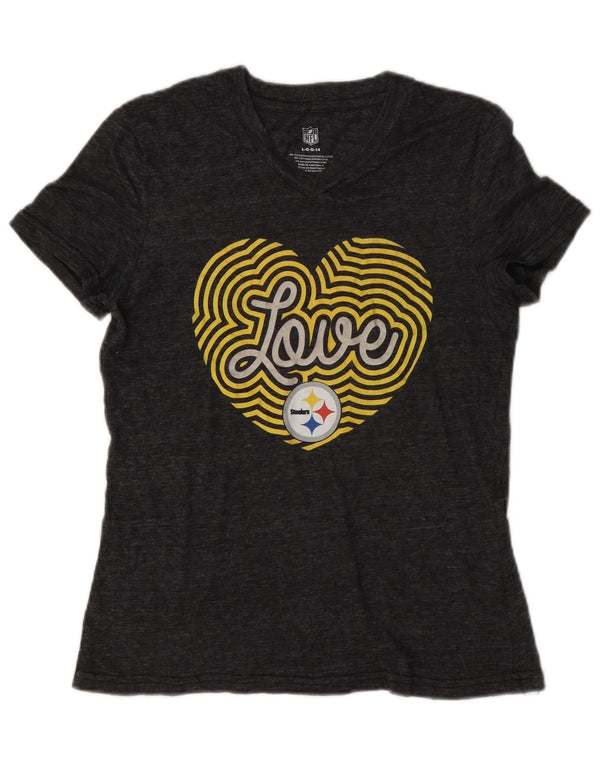 Camiseta feminina NFL Steelers Graphic UK 14 grande poliéster cinza