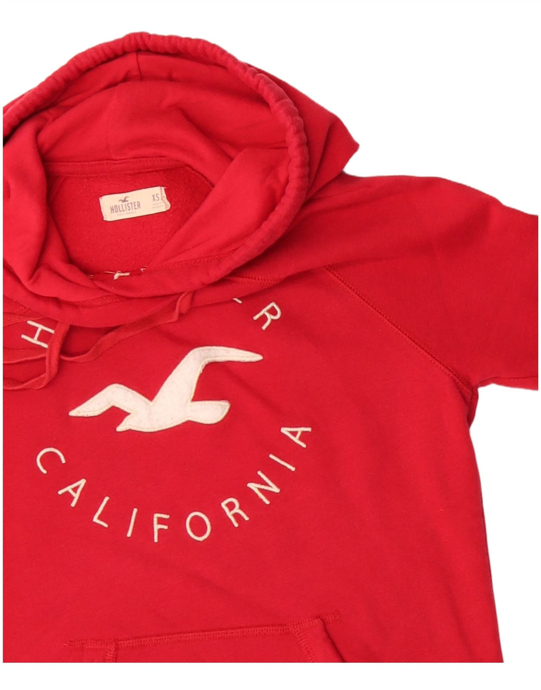 HOLLISTER feminino gráfico moletom com capuz UK 6 XS algodão vermelho