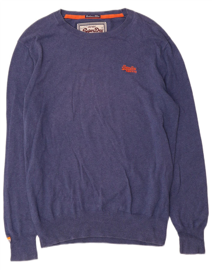 Suéter masculino Superdry com gola canoa grande azul