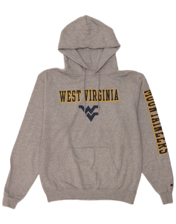 Jumper com capuz gráfico Champion masculino West Virginia Mountaineers cinza médio