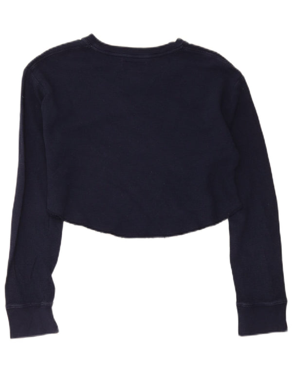 Polo Ralph Lauren Crop Top Feminino Manga Comprida UK 18 XL Azul Marinho Algodão