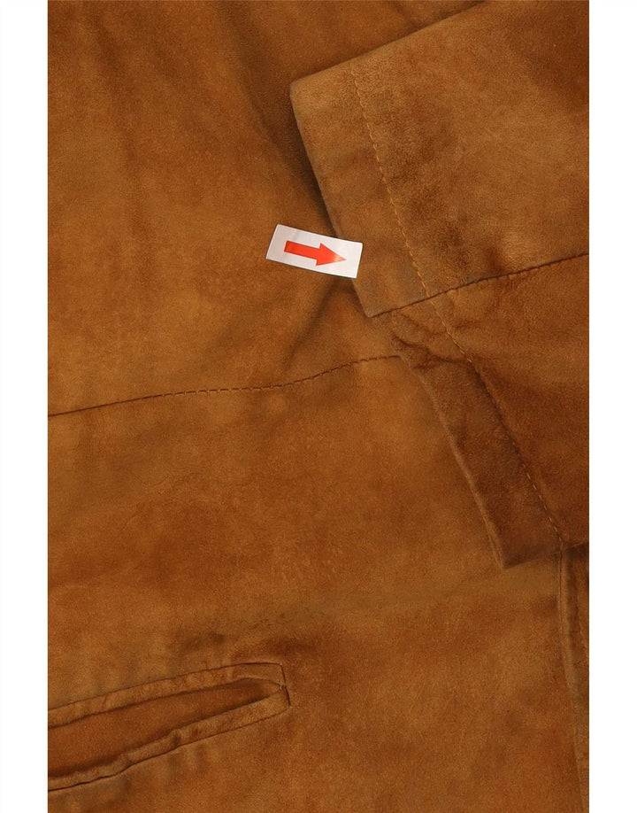 Jaqueta masculina vintage de camurça IT 46 couro marrom pequeno