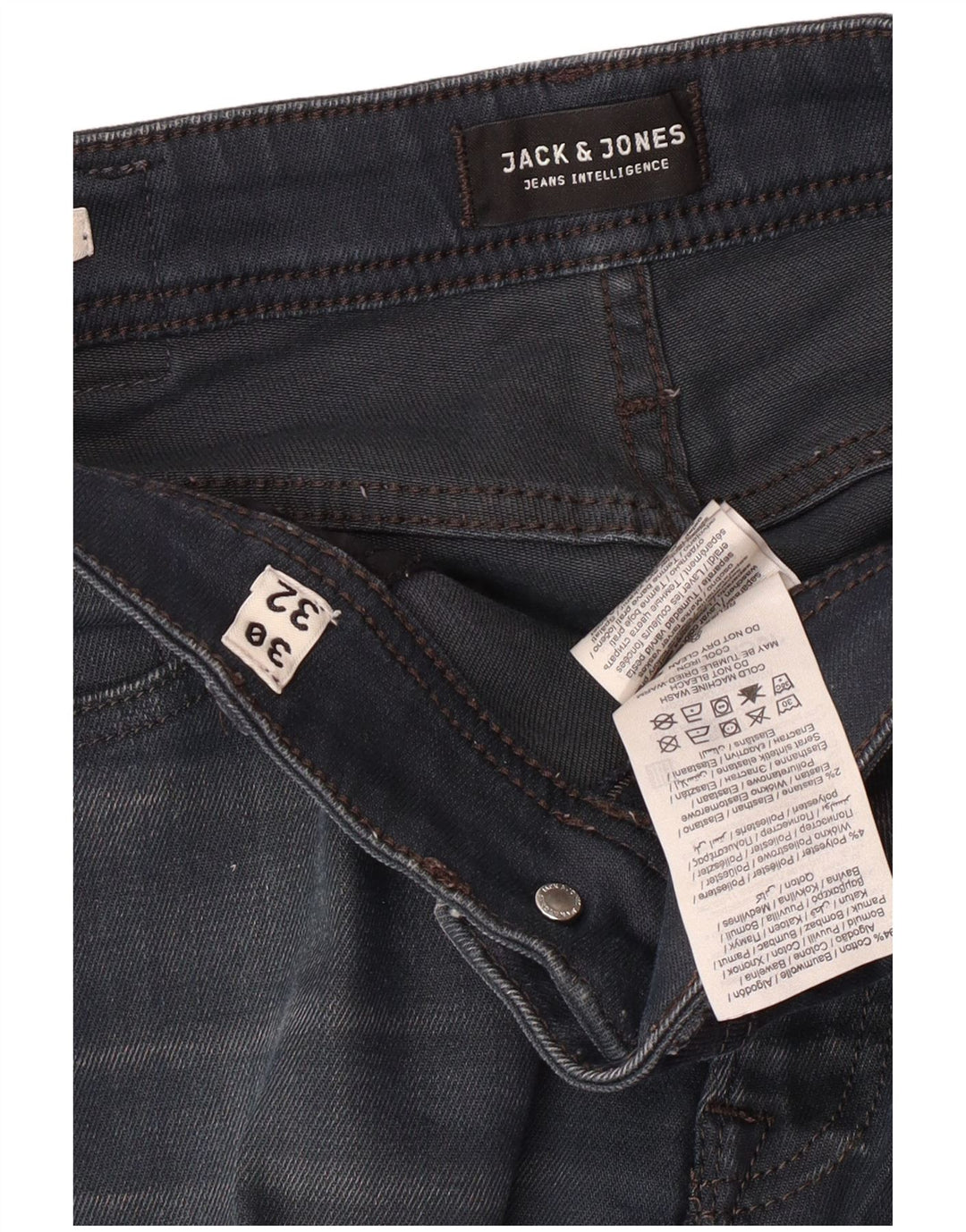 JACK & JONES Masculino Clark Straight Jeans W30 L29 Azul Marinho Algodão