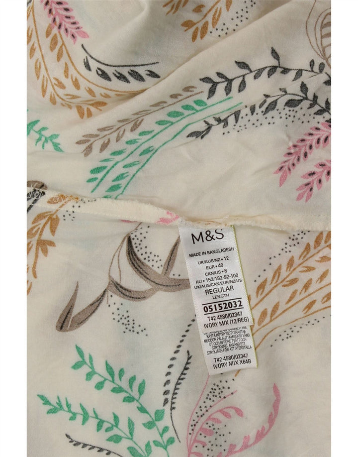 Vestido de verão feminino Marks & Spencer UK 12 médio off white floral viscose
