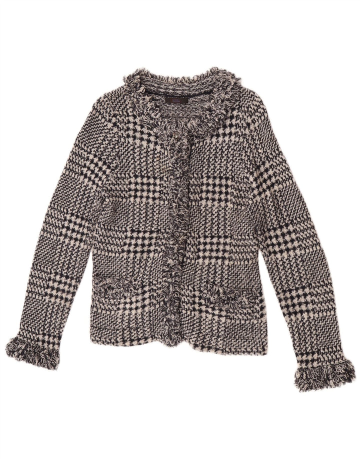 Suéter cardigã feminino Marks & Spencer UK 12 médio azul marinho Houndstooth
