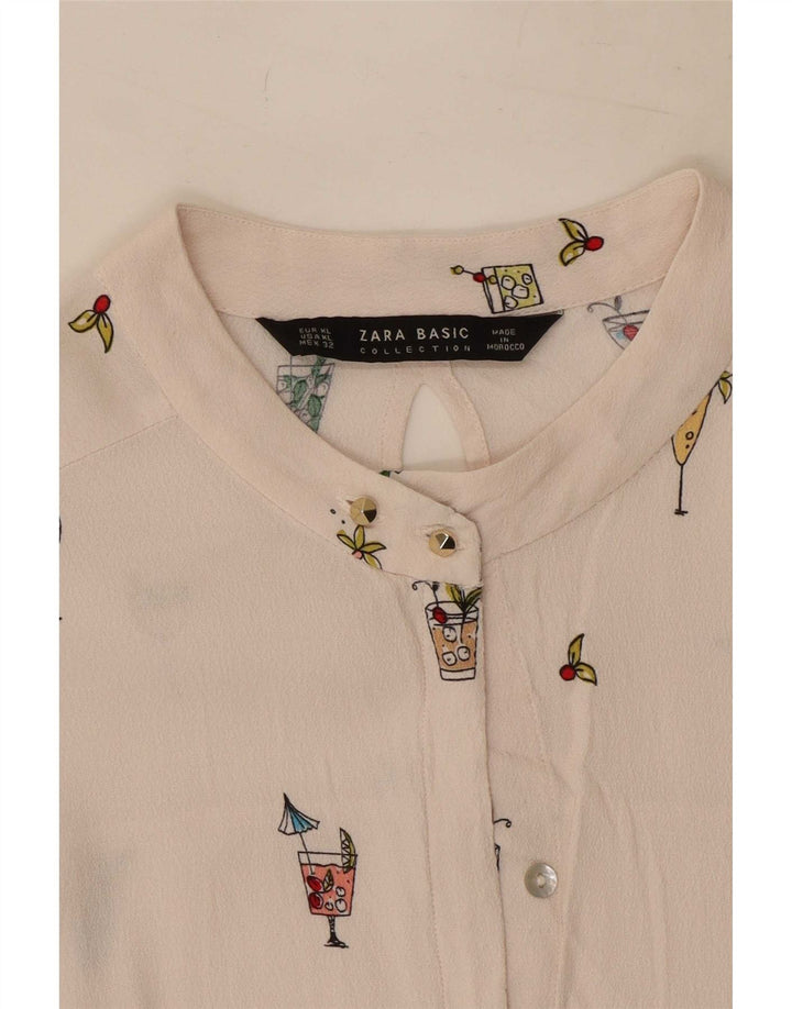 Blusa feminina Zara com estampa abstrata UK 18 XL branca