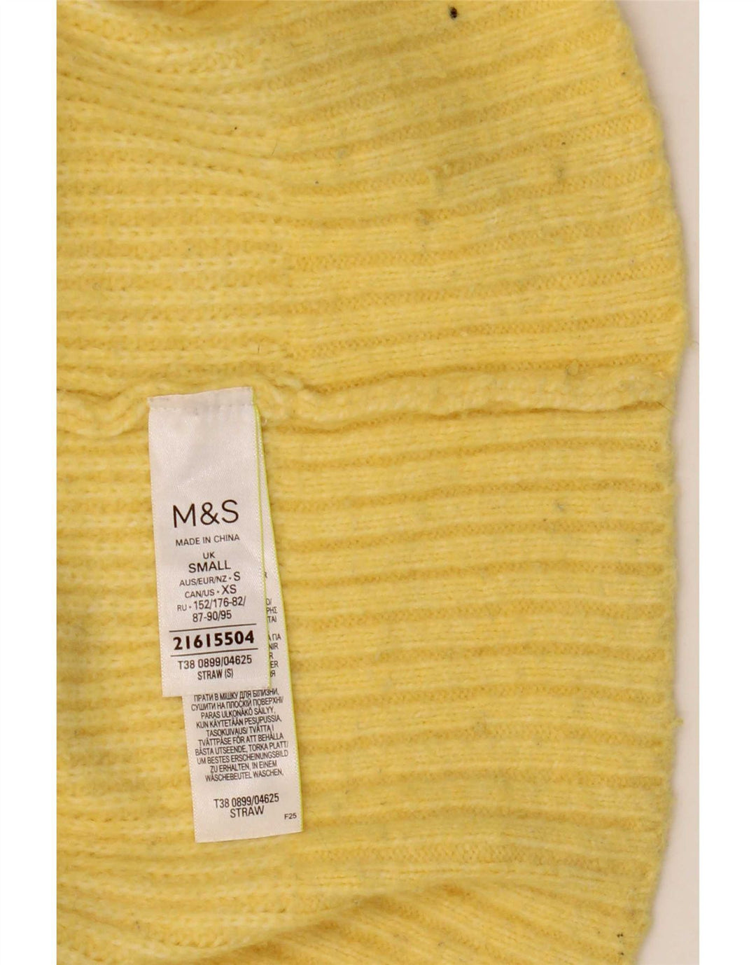 Suéter feminino Marks & Spencer com gola tartaruga Reino Unido 10 pequeno amarelo