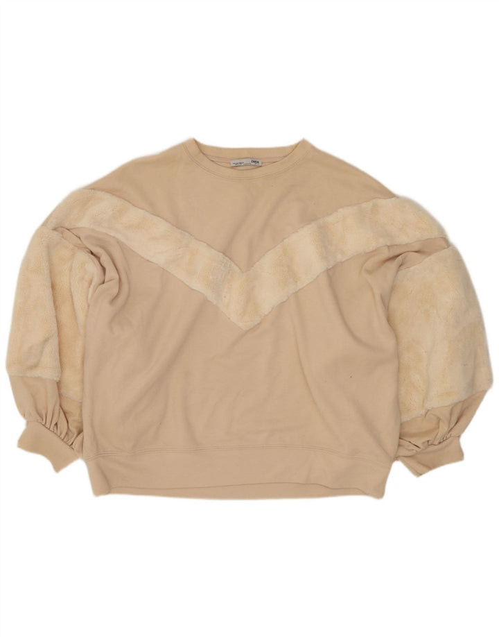 Zara Womens Crop Oversized Moletom Jumper Reino Unido 10 Pequeno Off White