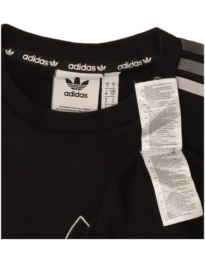 Adidas Mens Graphic Moletom Jumper Pequeno Algodão Preto