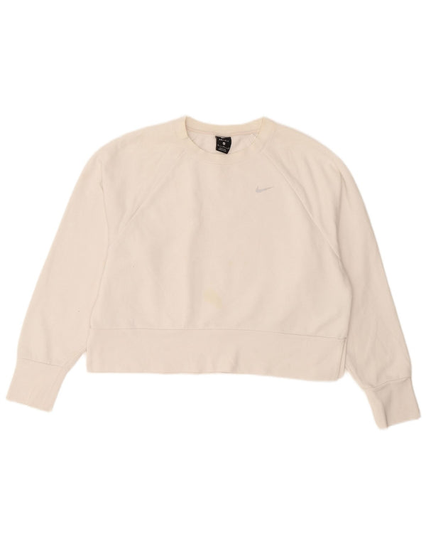 Nike Womens Crop Sweatshirt Jumper UK 14 Médio Branco Poliéster