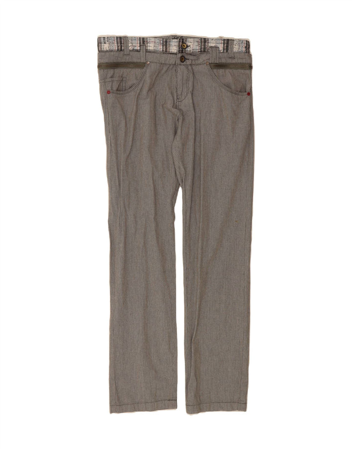 DESIGUAL Mens Slim Casual Trousers W36 L33 Grey Houndstooth Cotton Vintage Desigual and Second-Hand Desigual from Messina Hembry 