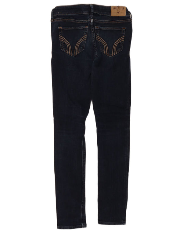Jeans skinny femininos Hollister EUA 0 XS W24 L29 algodão azul marinho