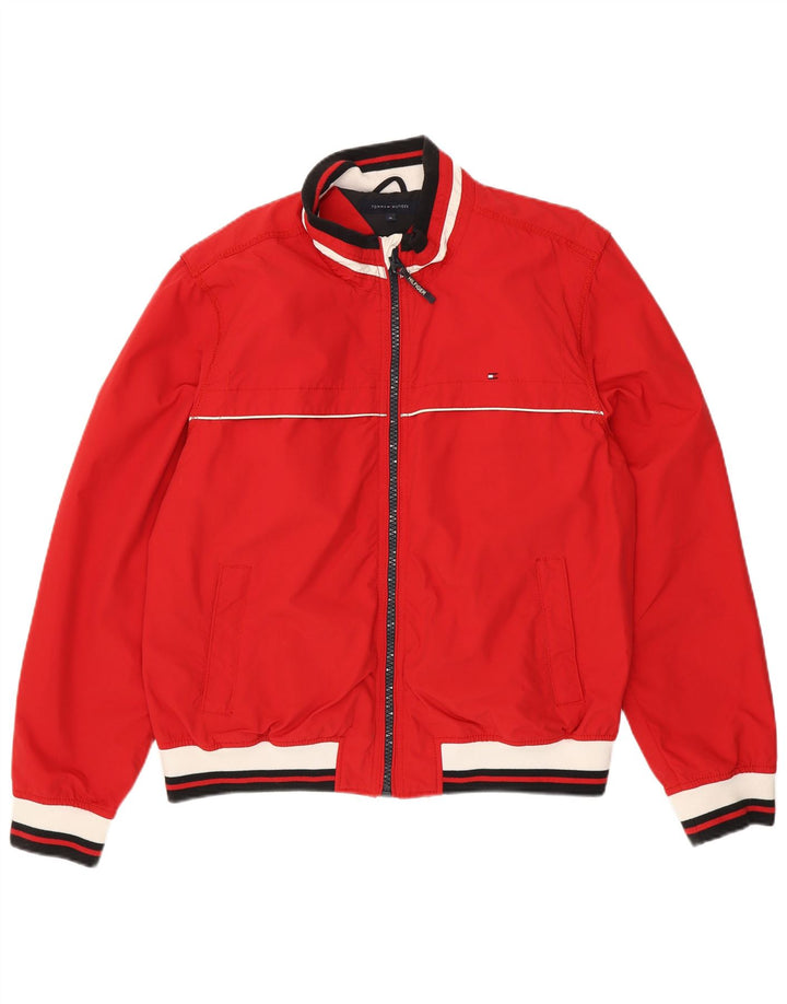Jaqueta bomber masculina Tommy Hilfiger Reino Unido 42 XL vermelho colorblock nylon