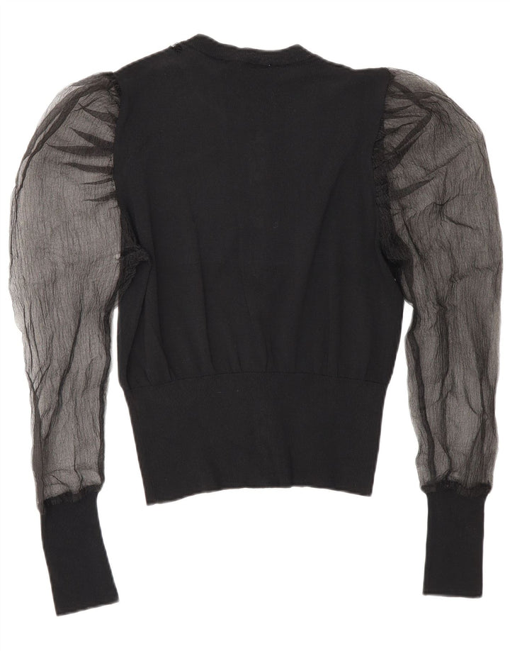 Zara Cardigan feminino top médio preto viscose