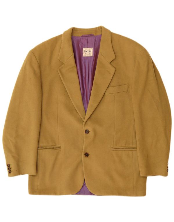 HUGO BOSS Mens 2 Button Blazer Jacket EU 52 XL Beige Wool