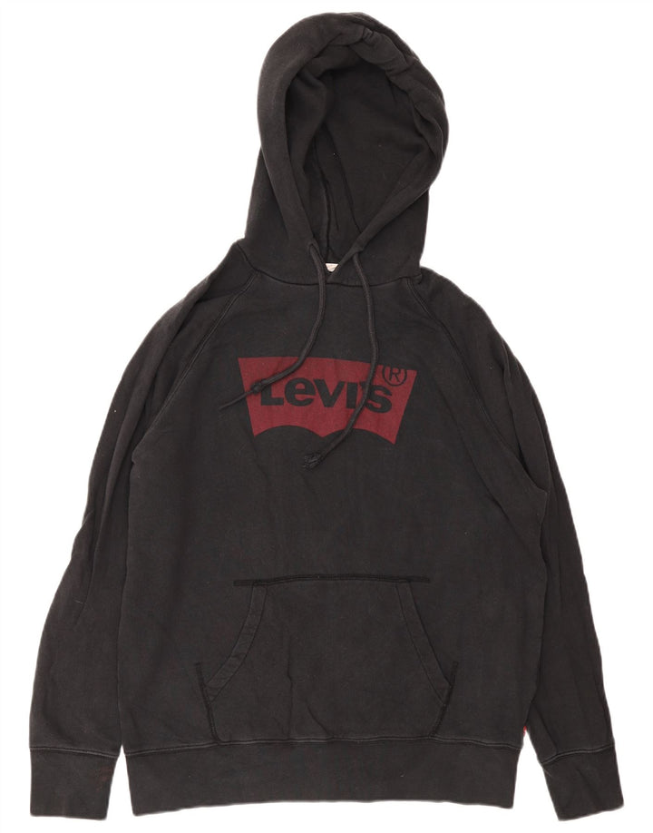 Moletom com capuz gráfico masculino Levi's médio preto algodão