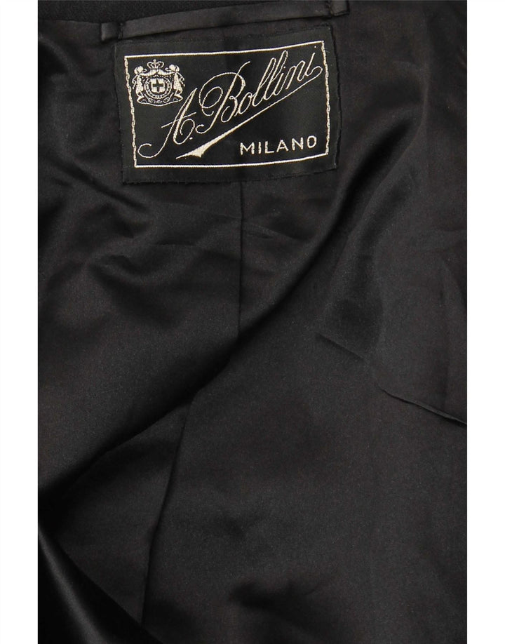 Terno masculino vintage com peito duplo de 2 peças pequeno W28 L28 preto