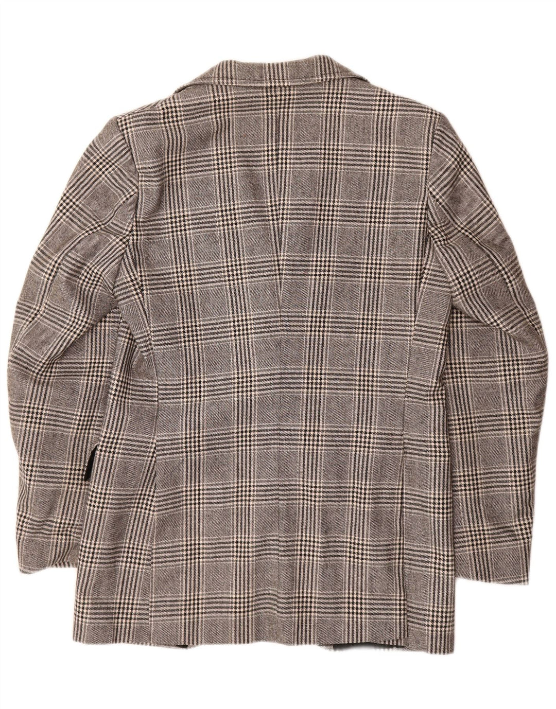 Jaqueta blazer masculina vintage com 2 botões, poliéster xadrez cinza médio Reino Unido 38