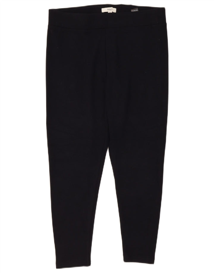 Leggings femininas Marks & Spencer Reino Unido 16 grande poliéster azul marinho