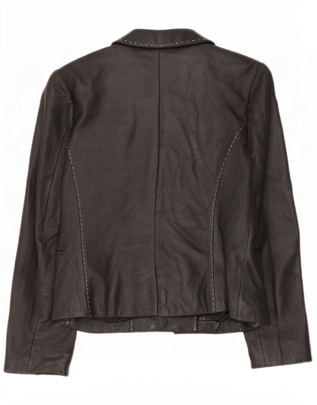 Jaqueta blazer feminina de couro Ann Taylor com 4 botões Reino Unido 6 XS preta