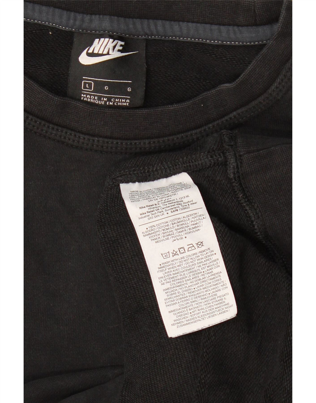 NIKE Mens Moletom Jumper Grande Algodão Preto