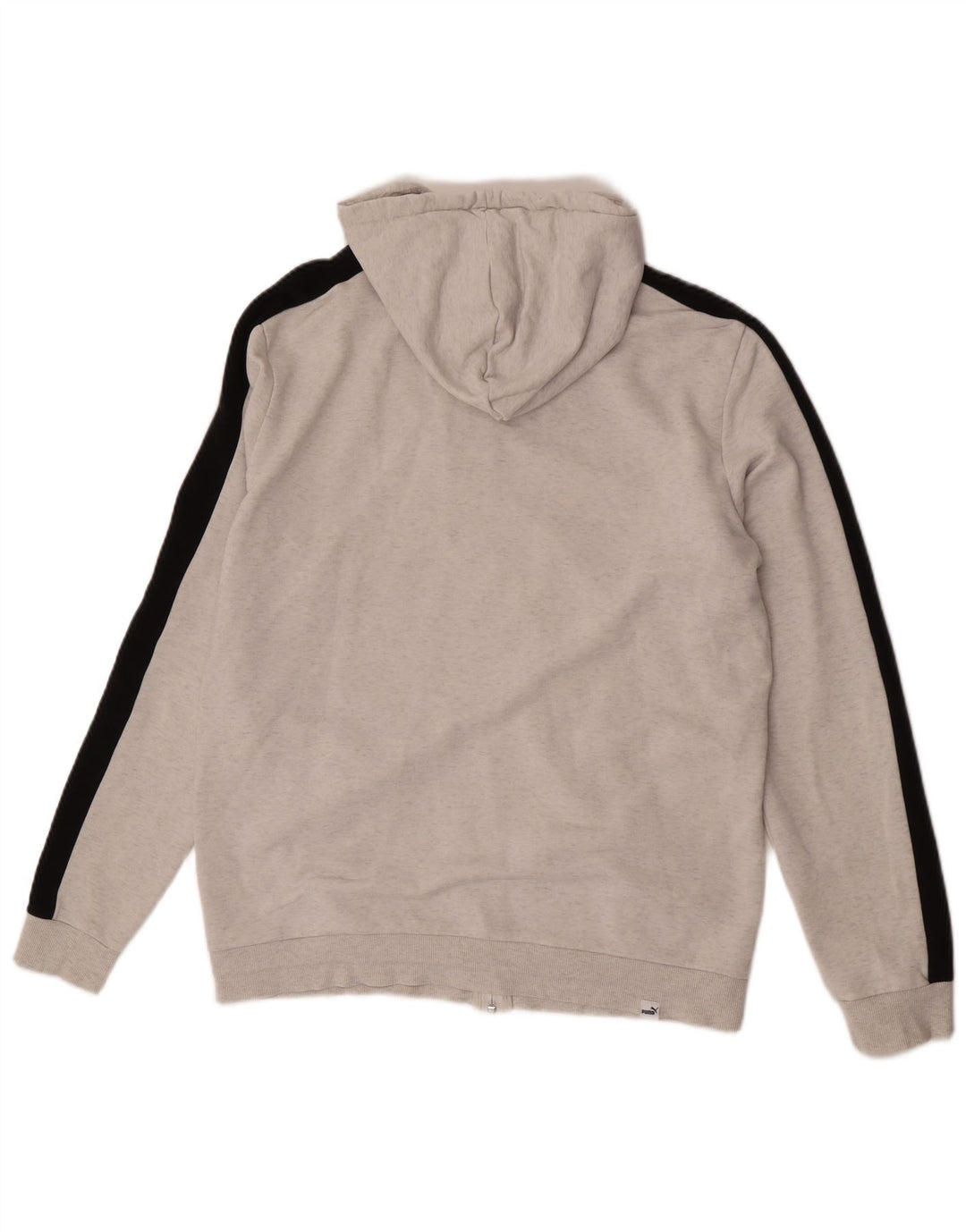 Suéter masculino Puma com capuz e zíper gráfico cinza médio algodão colorblock