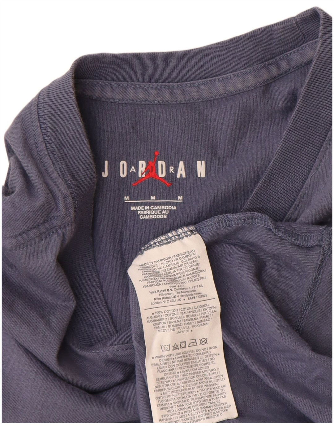 Camiseta Jordan Masculina Graphic Top Médio Algodão Azul Marinho