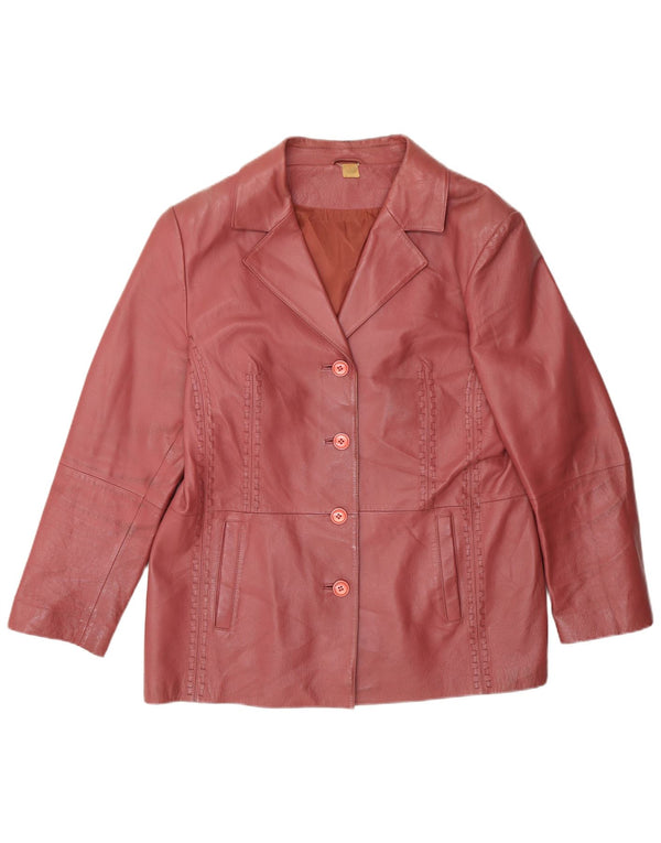 Jaqueta de couro feminina vintage UK 16 grande rosa