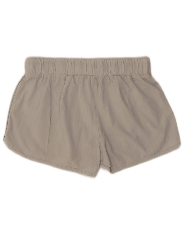 Shorts esportivos femininos ATHLETA UK 10 poliéster listrado cinza pequeno