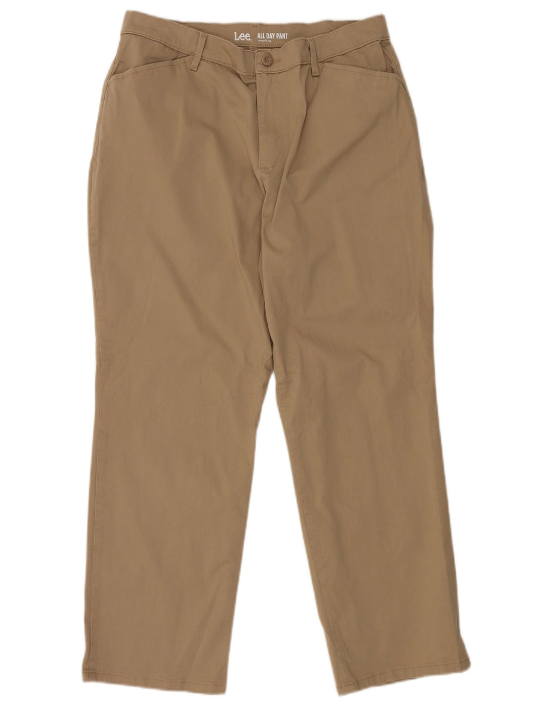Calça feminina casual reta LEE US 14 XL W34 L28 algodão marrom