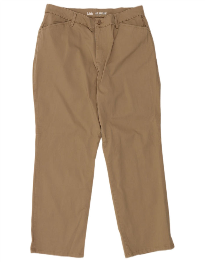 Calça feminina casual reta LEE US 14 XL W34 L28 algodão marrom