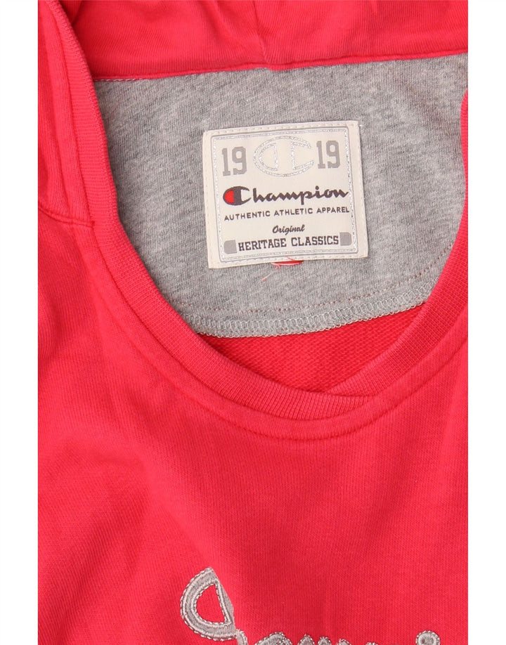 CHAMPION Womens Heritage Classics Graphic Hoodie Jumper UK 14 Medium Red