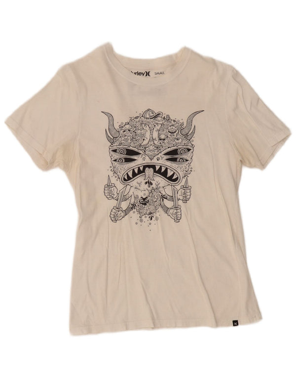 Camiseta feminina gráfica Hurley UK 10 pequena algodão branco
