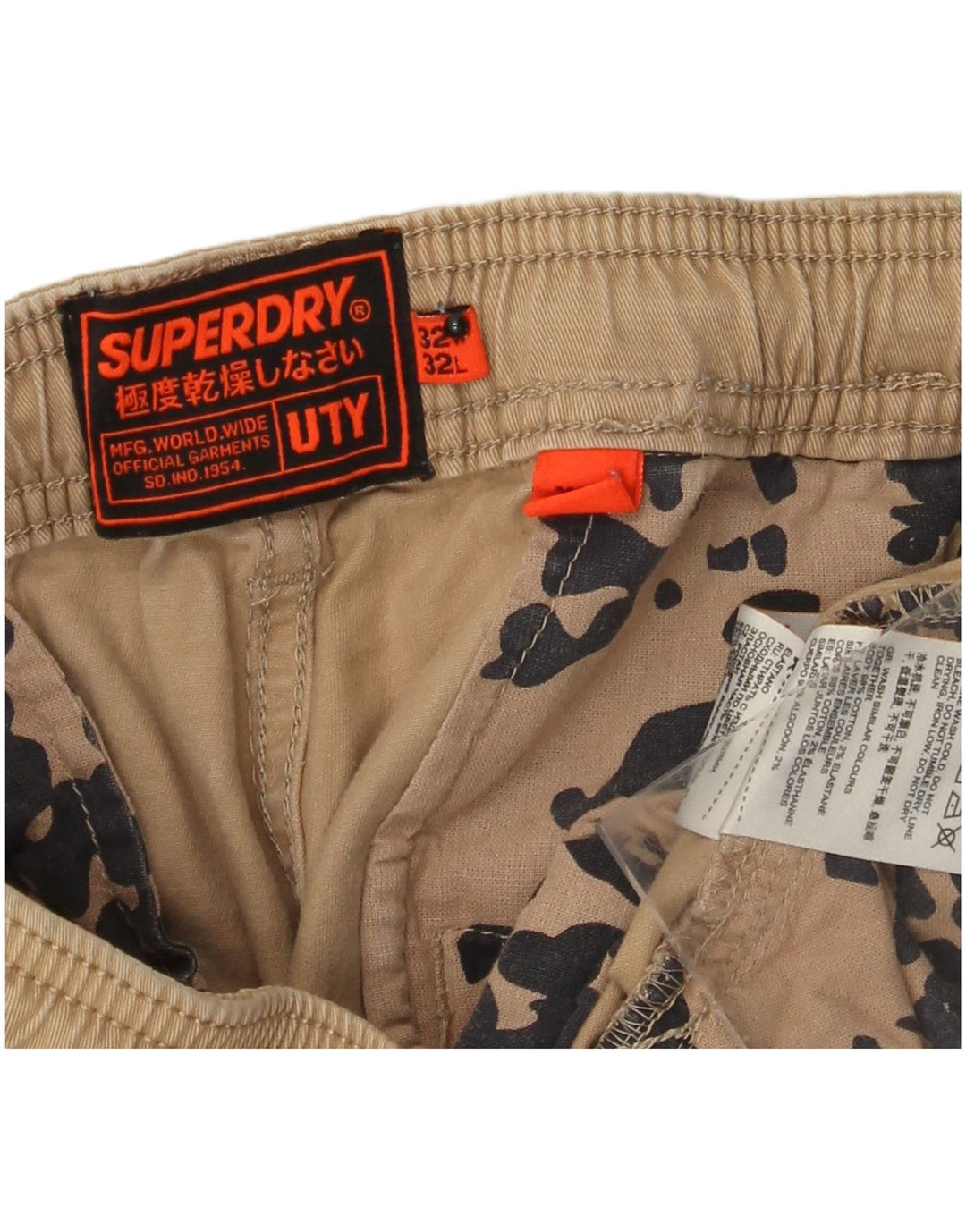 Calça cargo reta masculina SUPERDRY W32 L29 algodão bege