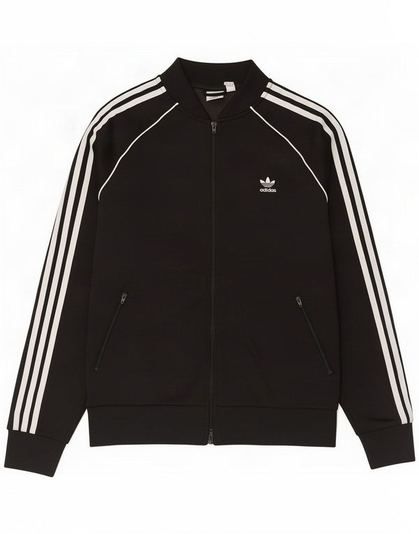 Adidas Womens Tracksuit Top Jacket UK 18 XL Black Cotton Sports