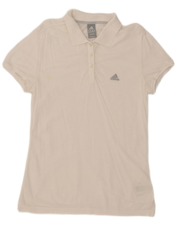 Adidas Womens Polo Shirt UK 12 Médio Algodão Branco