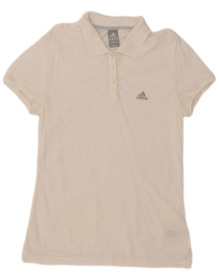 Adidas Womens Polo Shirt UK 12 Médio Algodão Branco