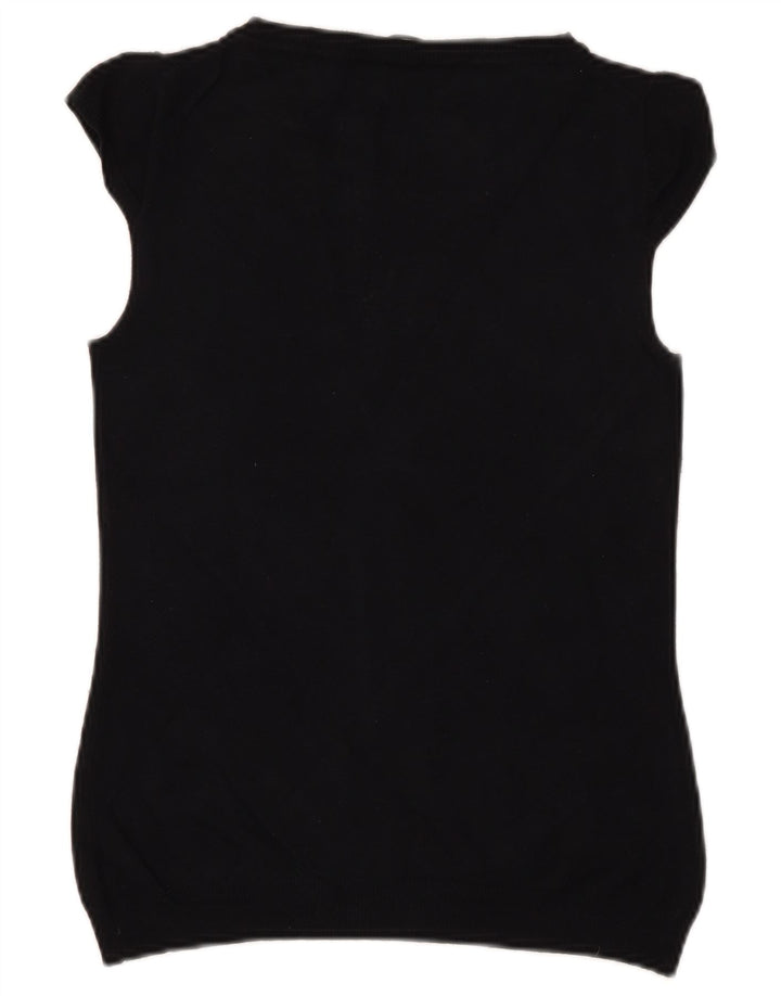MARELLA Suéter feminino de manga curta com gola canoa Reino Unido 8 pequeno preto