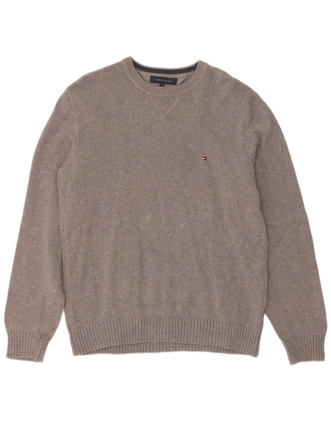 Suéter masculino Tommy Hilfiger com gola redonda grande cinza