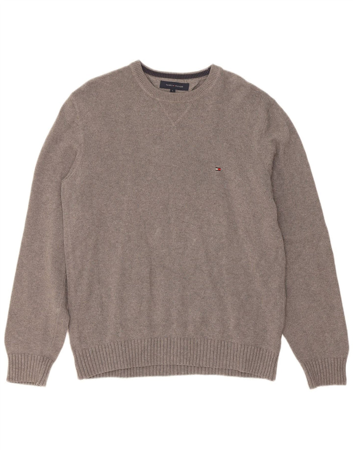 Suéter masculino Tommy Hilfiger com gola redonda grande cinza