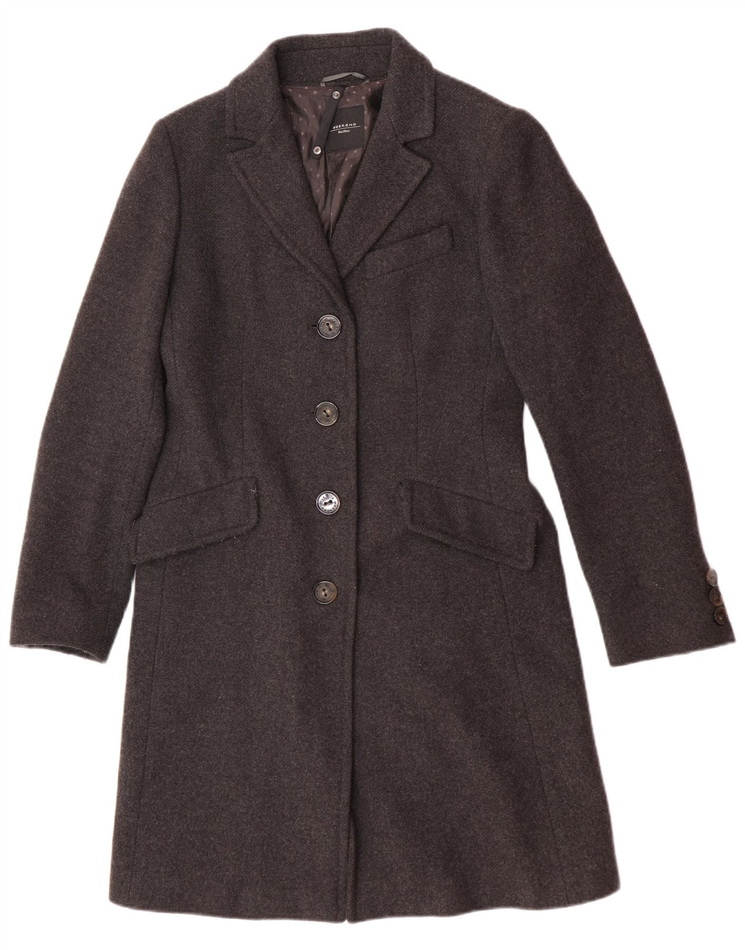 Sobretudo feminino Max Mara UK 8 pequena lã cinza