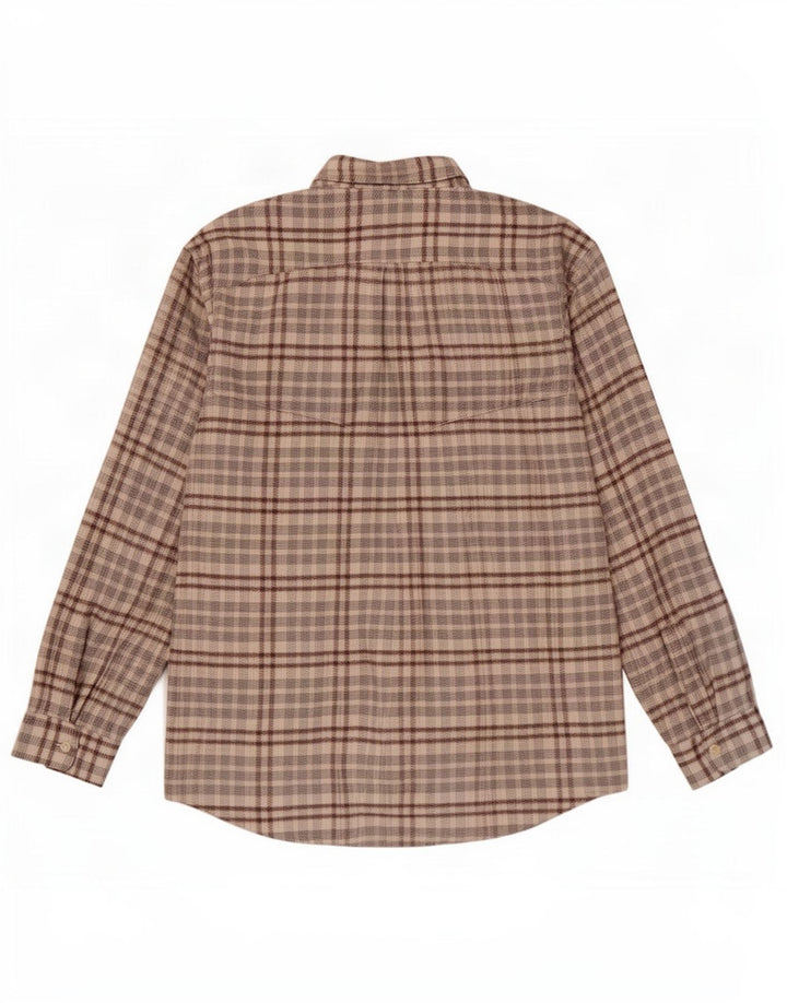 Camisa masculina de flanela Wampum grande algodão xadrez bege