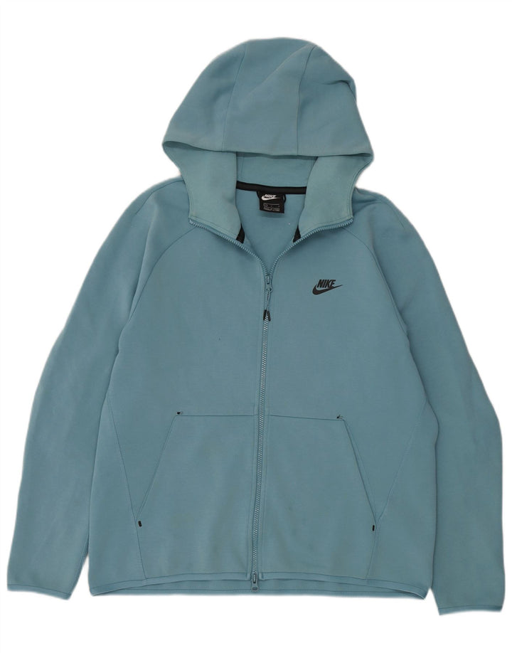 Suéter masculino Nike com capuz e zíper grande algodão azul