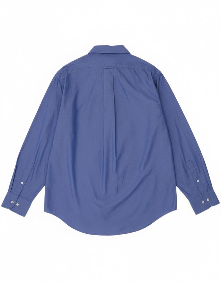 Camisa masculina Izod Easy Care tamanho 16 1/2 grande algodão azul